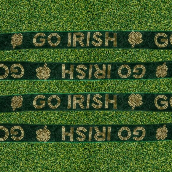 University of Notre Dame GO IRISH Beaded Purse Strap | Notre Dame Accessory - Picture 2 of 2